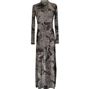 Long Mesh Patterned Dress with Mock Neck - NWOT